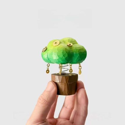 Eastcoco  Small potted plants Handmade wood carving