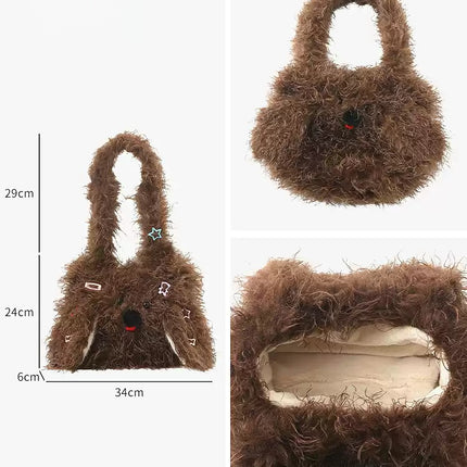 Eastcoco Angry Puppy Plush Bag - Girls Autumn and Winter Cartoon