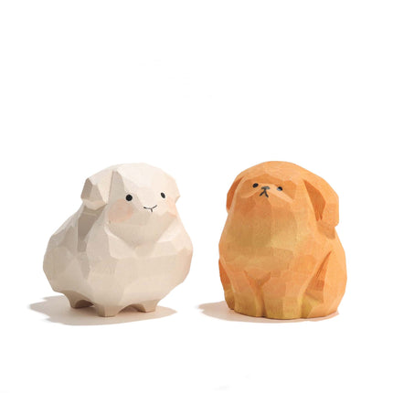 Eastcoco  Multicolored puppies Handmade wood carving